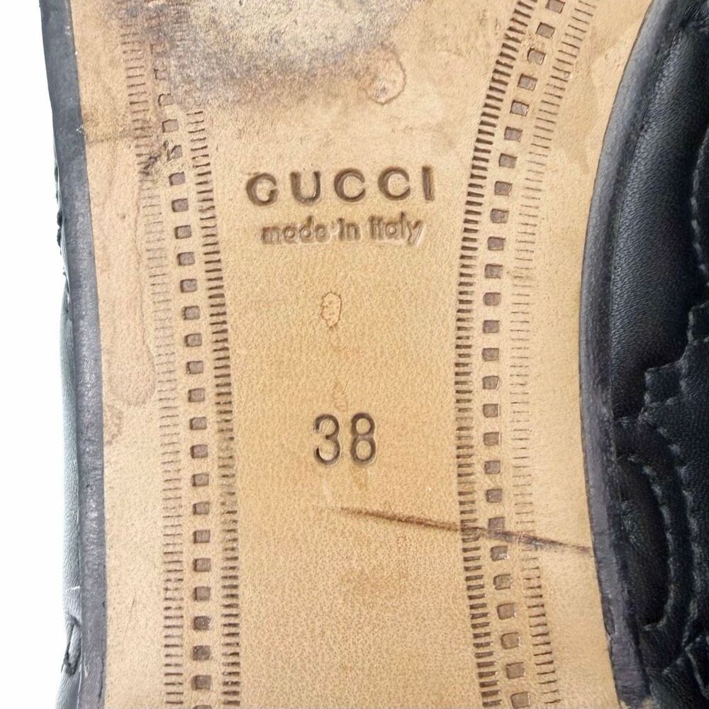 GUCCI Black Embossed Jumbo GG Leather Horsebit Jordaan Loafer Size 38 Flat - Picture 13 of 14